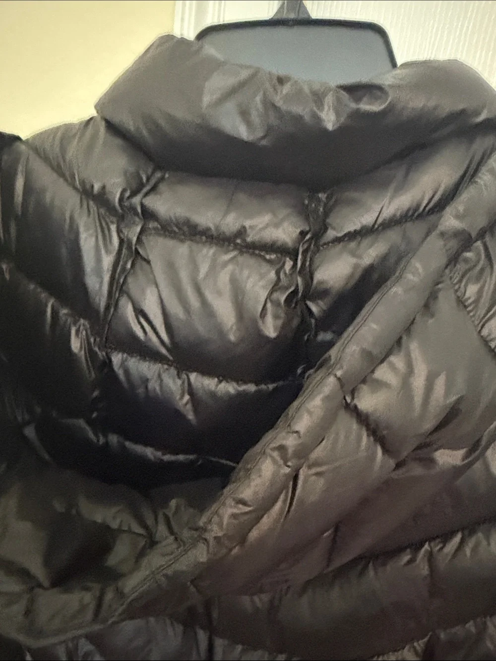 Calvin Klein Women's Black Long Quilted Puffer Coat with Hood